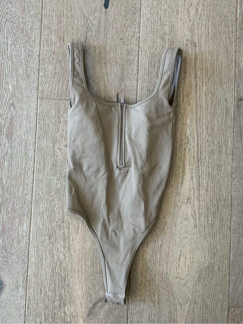 Juxabel Neutral Taupe Scoop Thong Bodysuit
